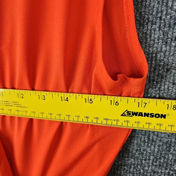 Michael Kors Sleeveless V-Neck Coral Red Gold Hardware Women's Dress MSRP $120 - Picture 8 of 10